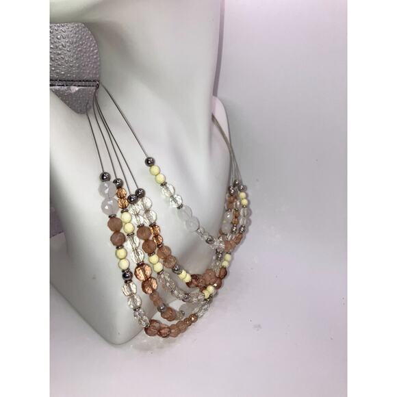 New York & Co Multicolored Multistrand Beaded Silver-Tone Wire 20.5" Necklace! - Picture 8 of 11